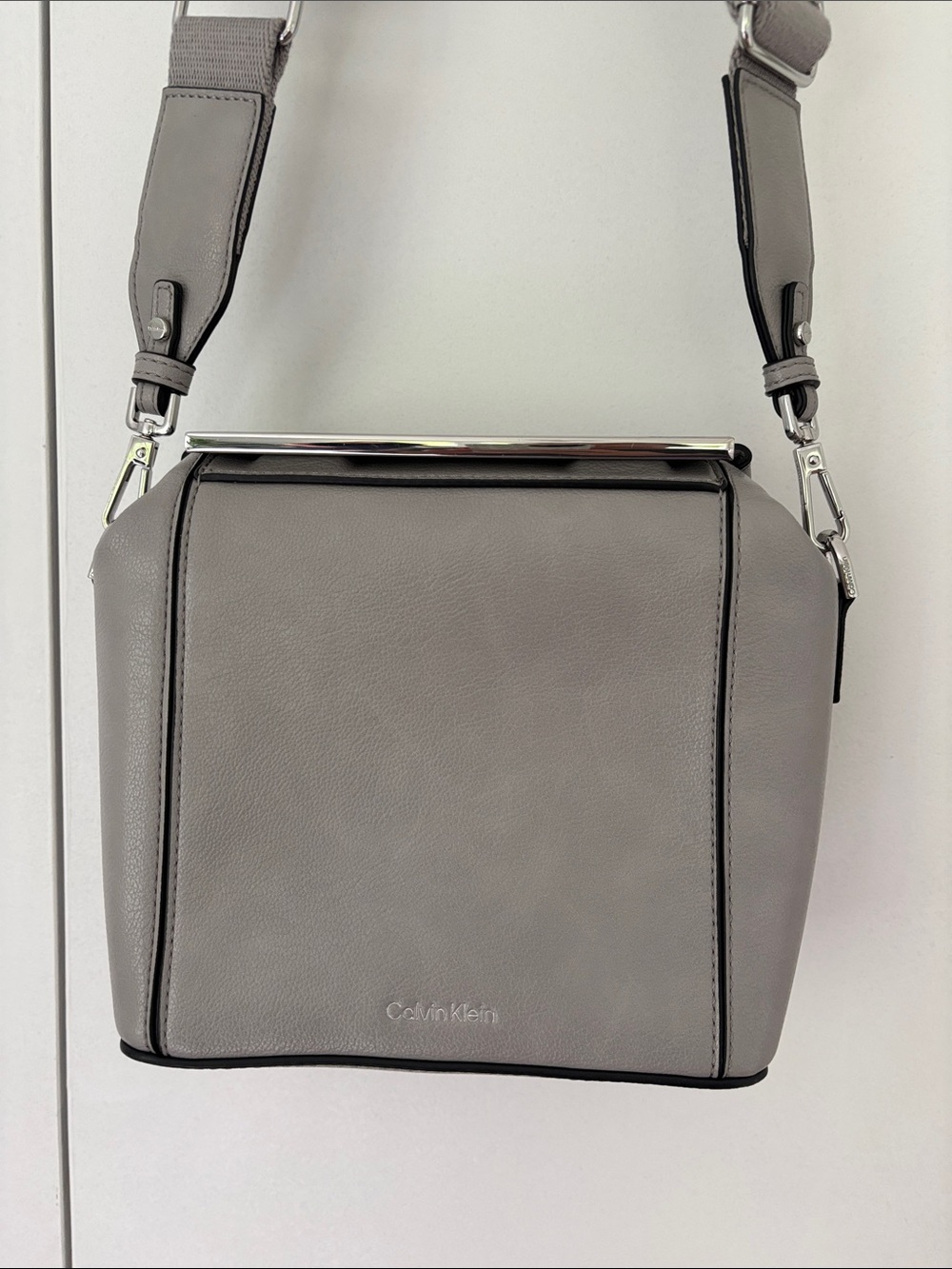 Calvin Klein Light Gray Structured Crossbody Bag